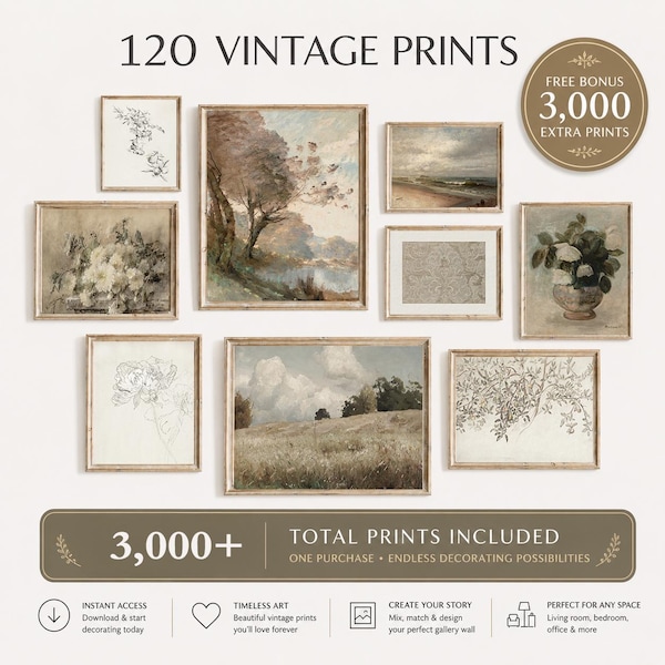 120 French Country Prints Set Wall Gallery Art Vintage Prints Rustic Decor Cozy Neutral Muted Prints Digital Download Farmhouse Trendy Print