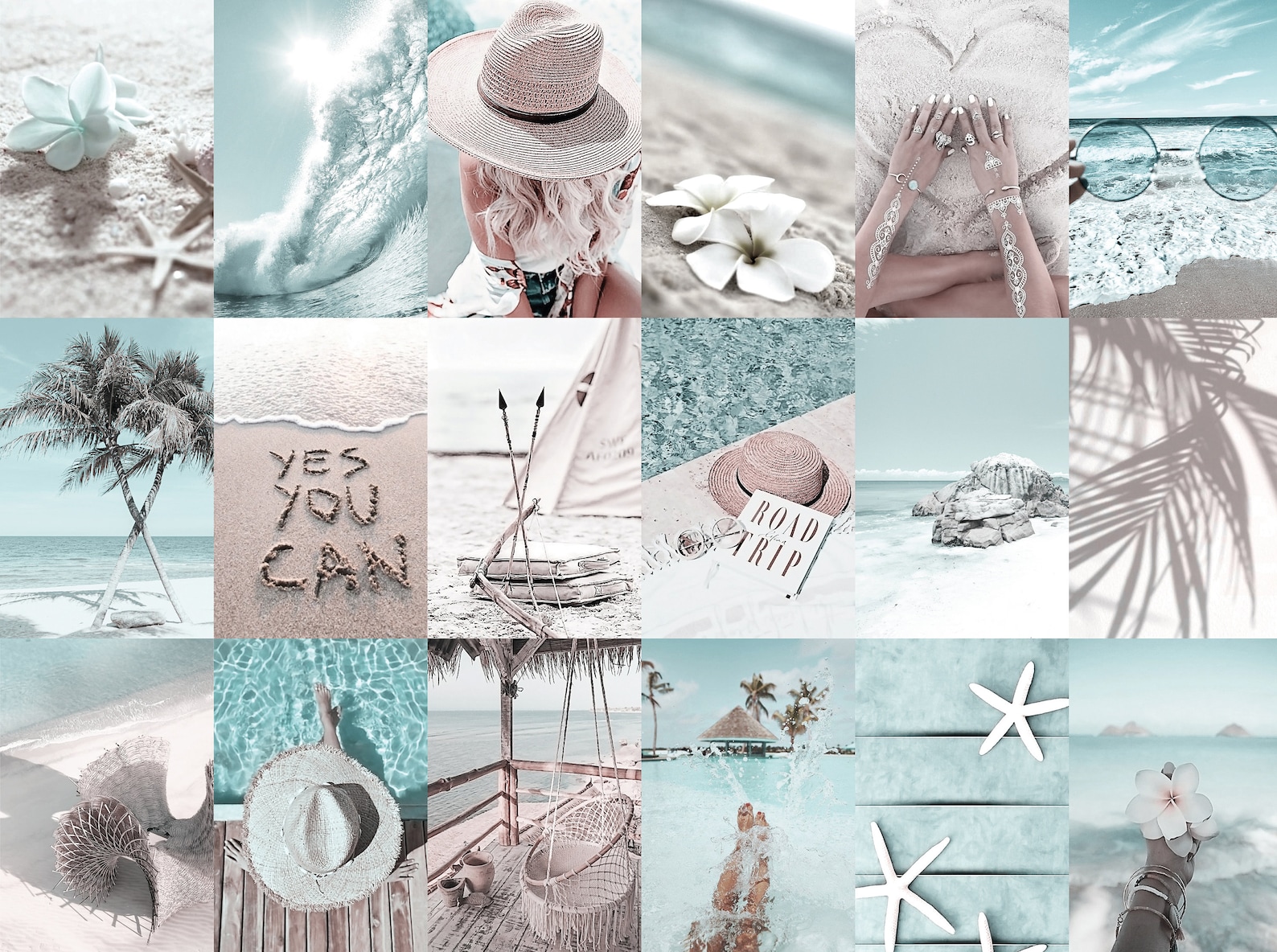 120pcs Beach Wall Collage Kit Aesthetic Blue Boho Summer Etsy