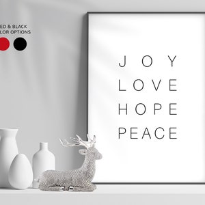 Impresión de arte de pared con alegría navideña, póster de regalo de Navidad, arte imprimible navideño, decoración festiva para el hogar descargable, decoración de pared navideña minimalista