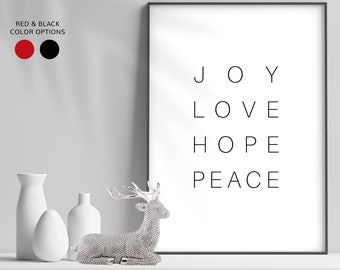 Christmas Joy Wall Art Print, Minimalist Festive Decor (Digital Download)