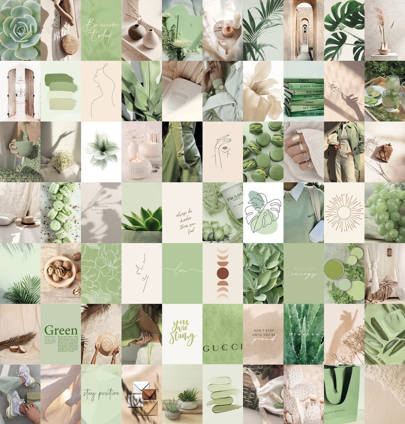 Boho Sage Green Wall Collage Kit 1 Aesthetic Botanical Soft - Etsy UK