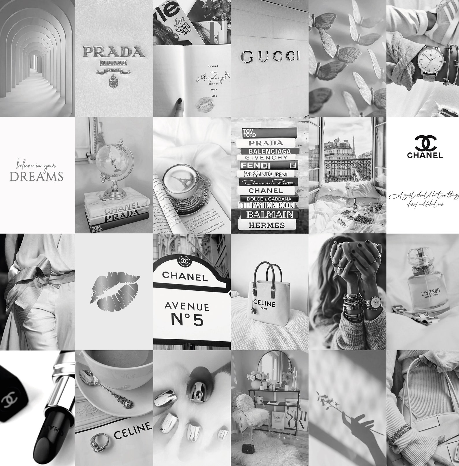 100pcs Grey Photo Collage Kit Aesthetic 2 Grey White Etsy