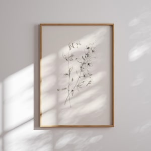 Minimalistische botanische Linie Kunstdruck Vintage Blumen Skizze Wandkunst digitaler Download Poster moderne Zeichnung Blume druckbare Kunst neutrales Dekor