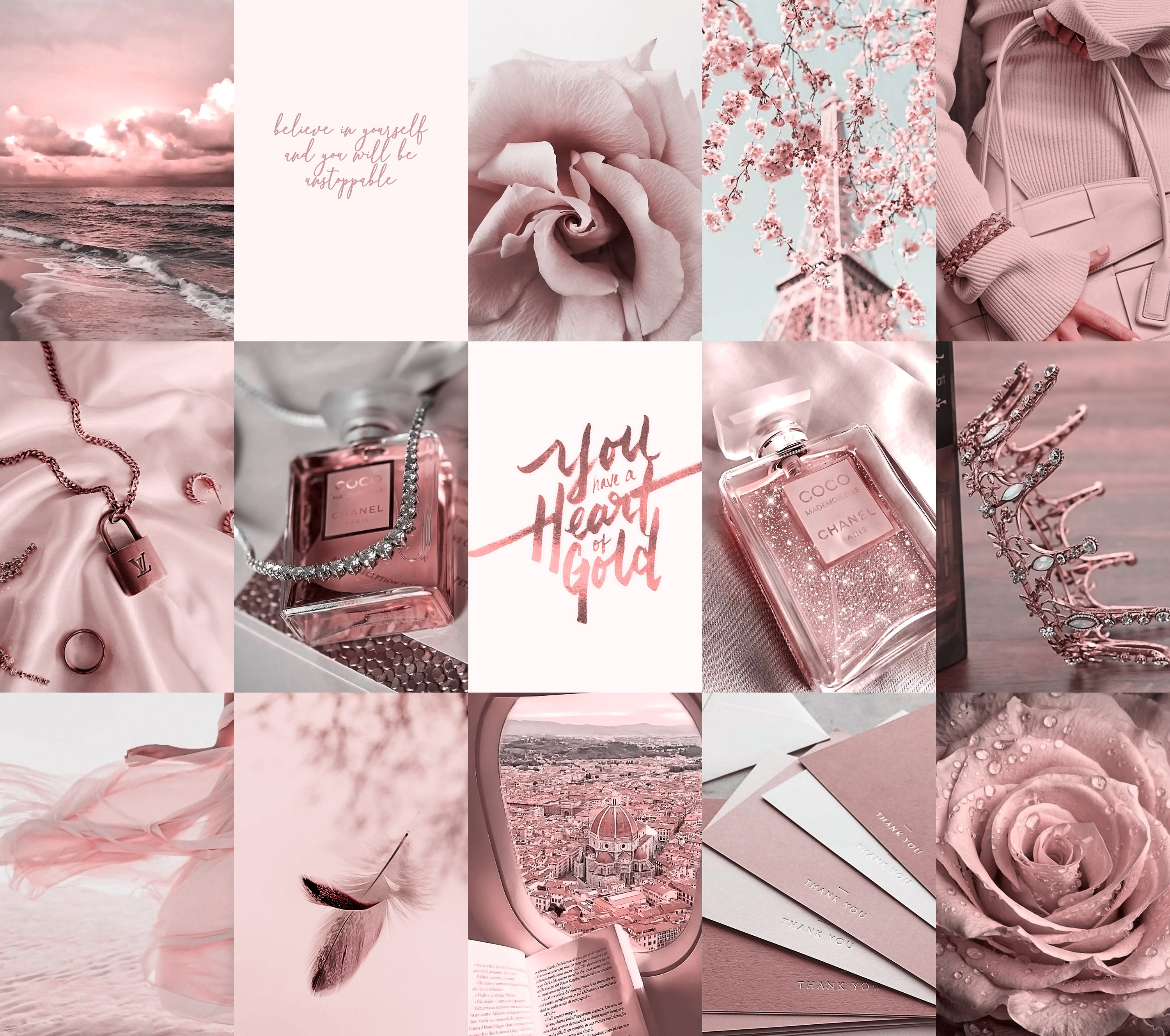 Rose Gold Collage Kit Aesthetic 1 Dusty Pink Soft Blush Etsy
