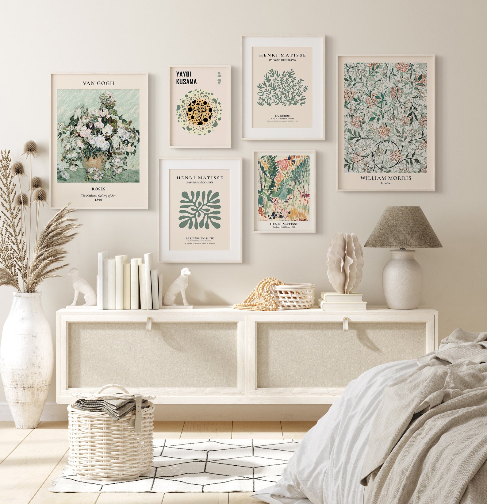 Green Gallery Wall Set Modern Gallery Wall Art Abstract Etsy