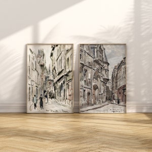 Vintage Paris Cityscape Sketch Prints: French Antique Wall Art (Set of 2) (Digital Download)