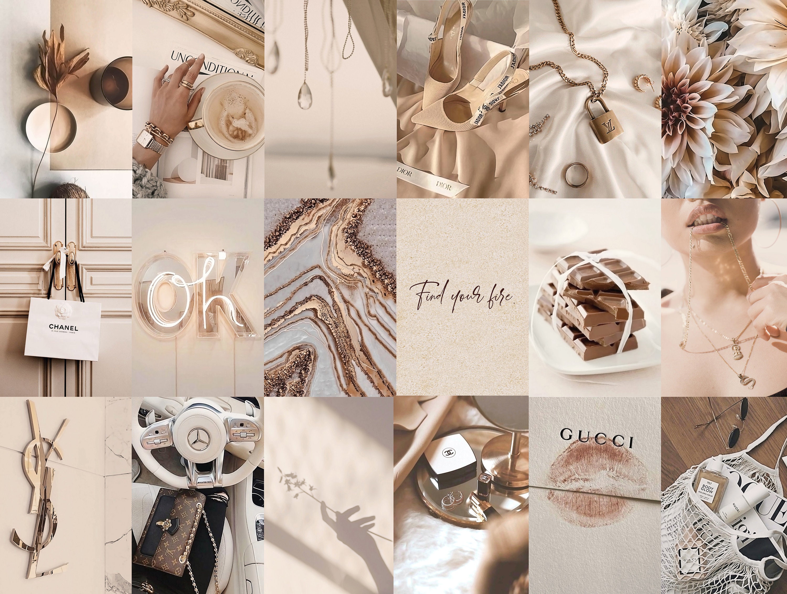 Beige Boujee Collage Kit Aesthetic 1 Beige Photo Wall - Etsy UK