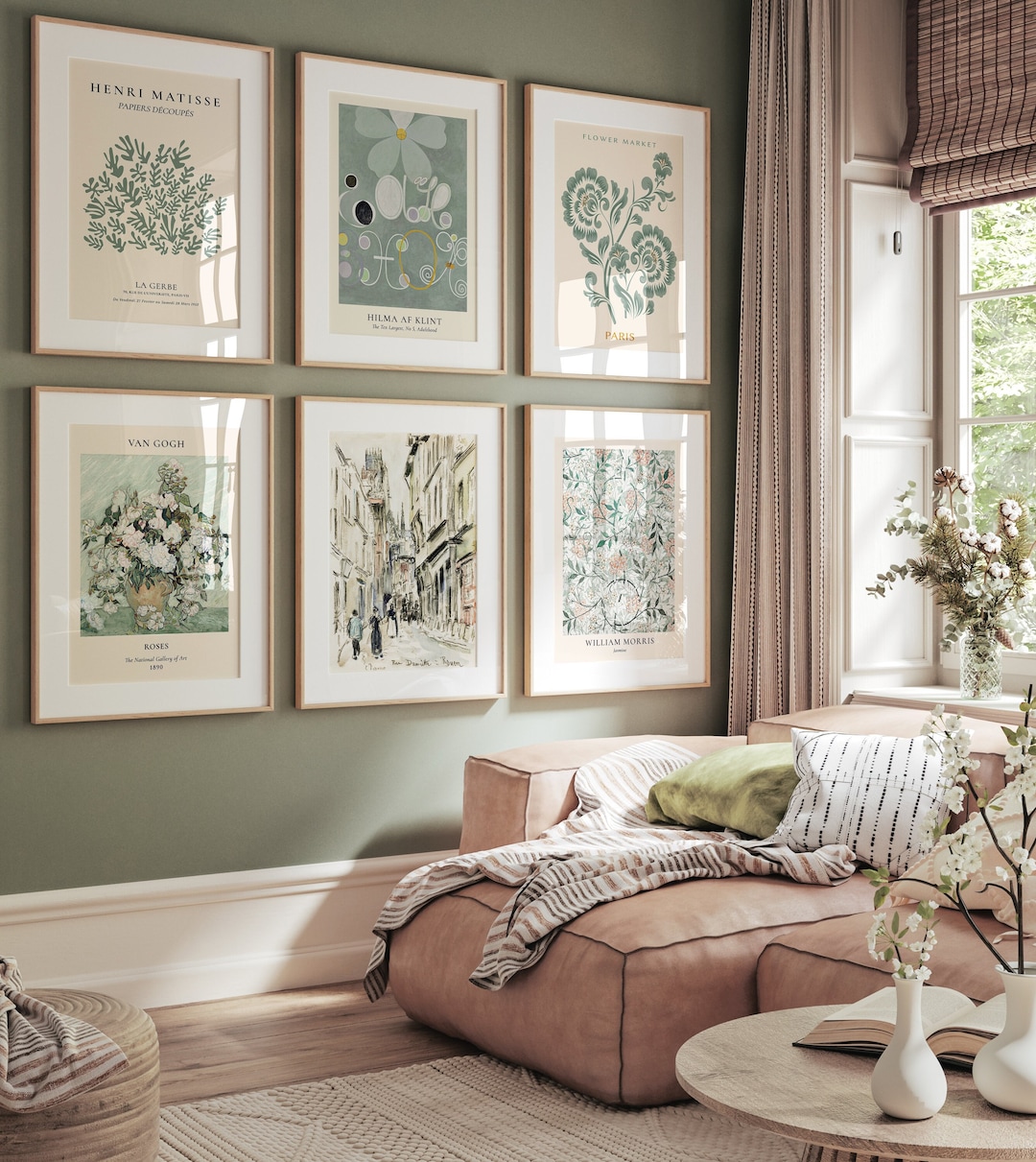 Sage Green Gallery Wall Art Set: Vintage Paris Prints (digital
