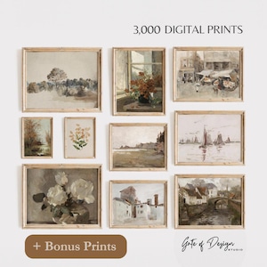 Vintage Wall Art Prints 3,000 Mega Bundle Prints Gallery Wall Prints Set Muted Rustic Landscape Floral Oil Paintings Printable Wall Art