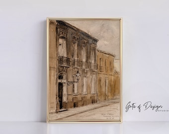 French Street Antique Art Print: Vintage European Building (Digital Download)