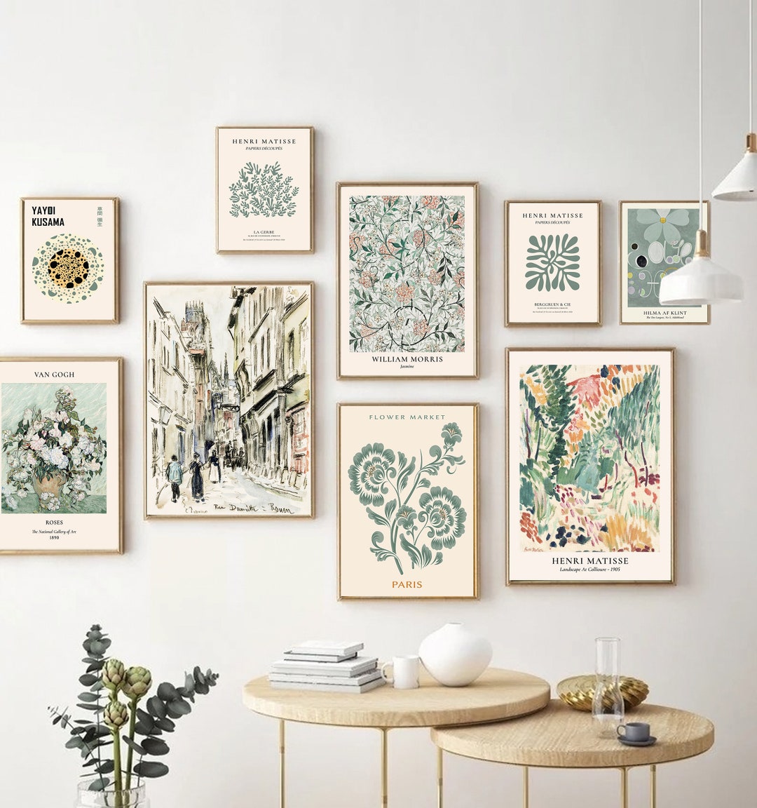Green Gallery Wall Set Vintage Eclectic Printable Wall Art Etsy