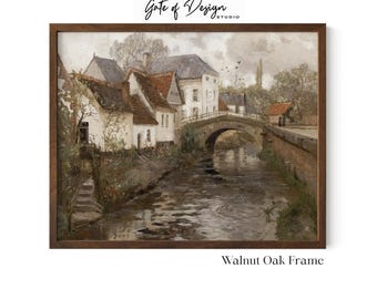 Framed European Village Print: Vintage French Countryside Wall Art