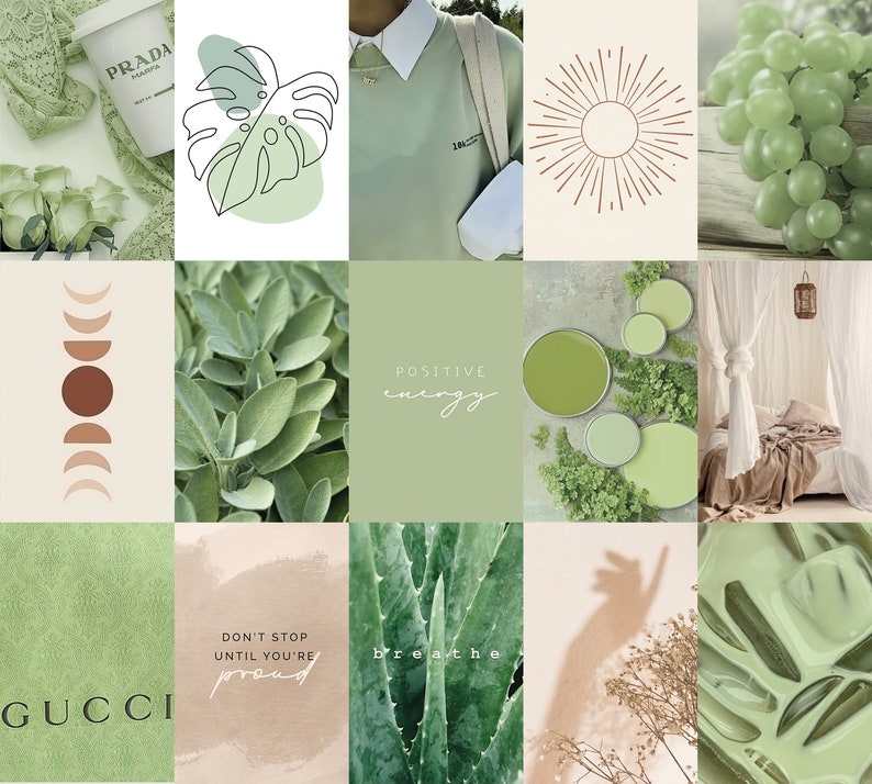Boho Sage Green Wall Collage Kit 1 Aesthetic Botanical Soft - Etsy Canada