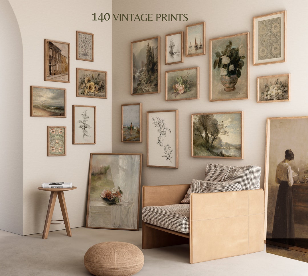 140 Vintage European Wall Art Prints Set Gallery Wall Art Rustic