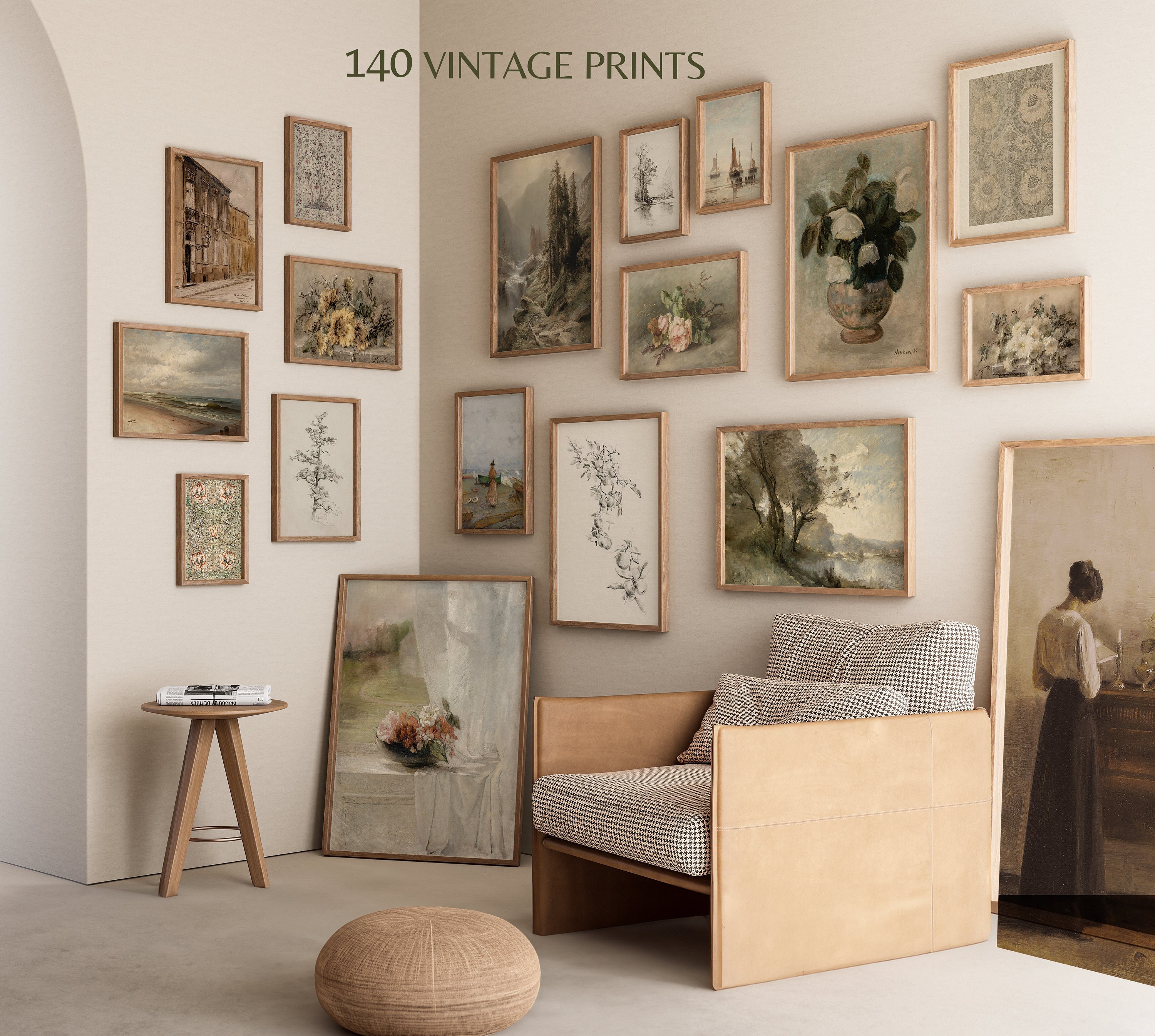 140 Vintage European Art Prints: Gallery Wall Set (digital