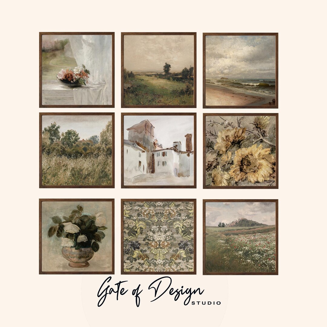Printed Cottagecore Wall Art Prints Set: Framed Vintage European Giclée ...