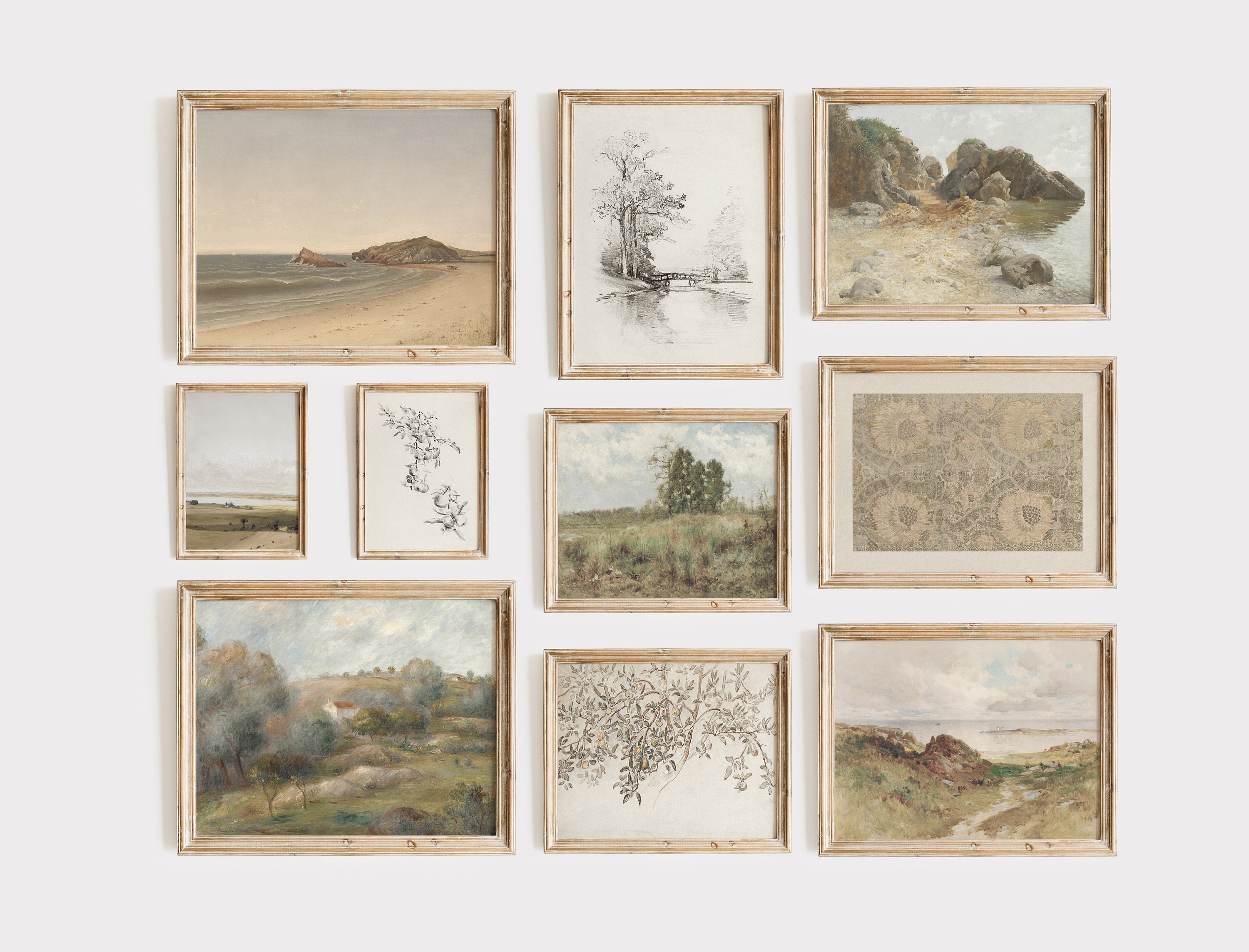 French Country Landscape Art Prints Set: Vintage Gallery Wall Decor ...