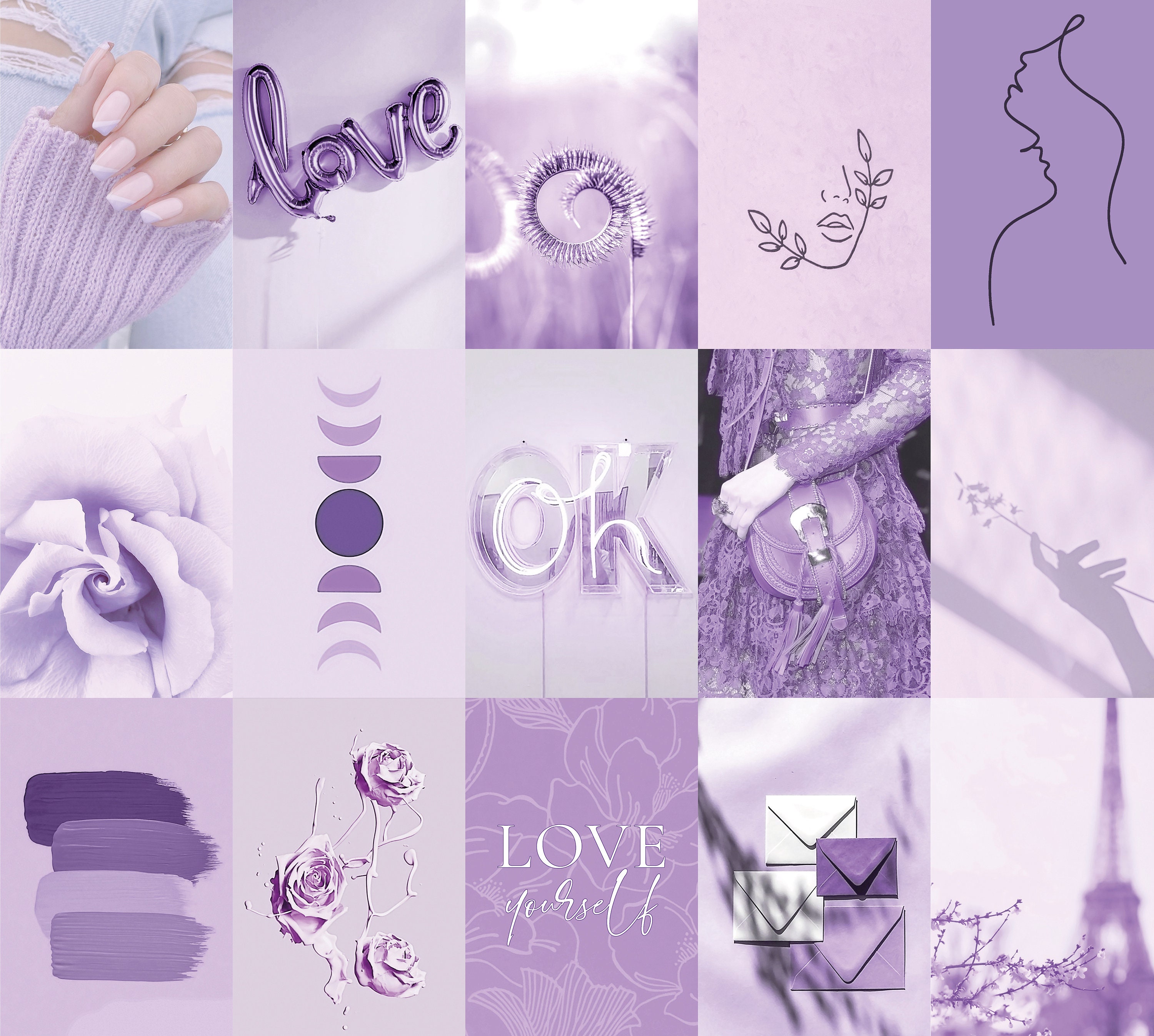 120pcs Pastel Purple Lavender Photo Collage Kit Aesthetic - Etsy UK