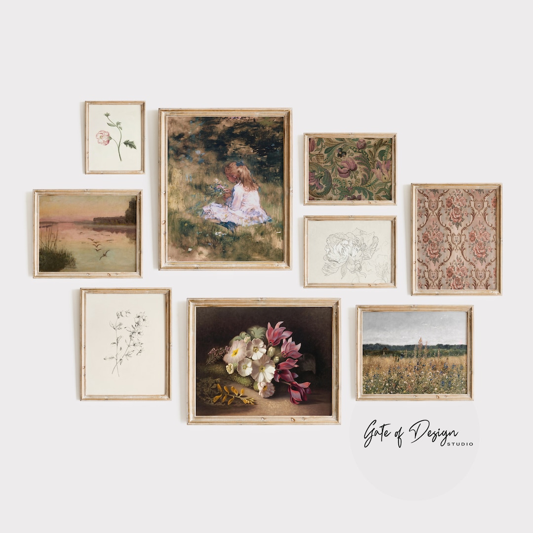 Vintage Cottagecore Gallery Wall Art Set: Floral English Cottage Prints ...