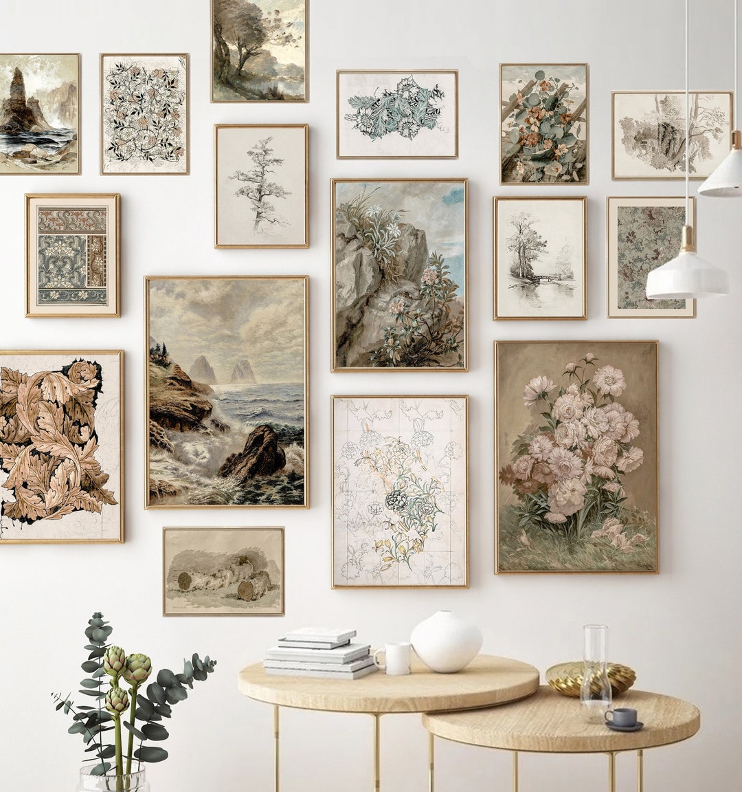 Vintage Rustic Wall Art Print Set Farmhouse Printable Art French