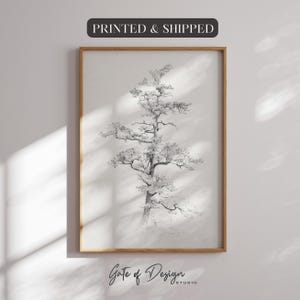 Tree Sketch PRINTED & FRAMED Wall Art Print Minimalist Fine Art Pencil Drawing Giclée Entryway Office Decor Rustic Vintage Line Drawing Art