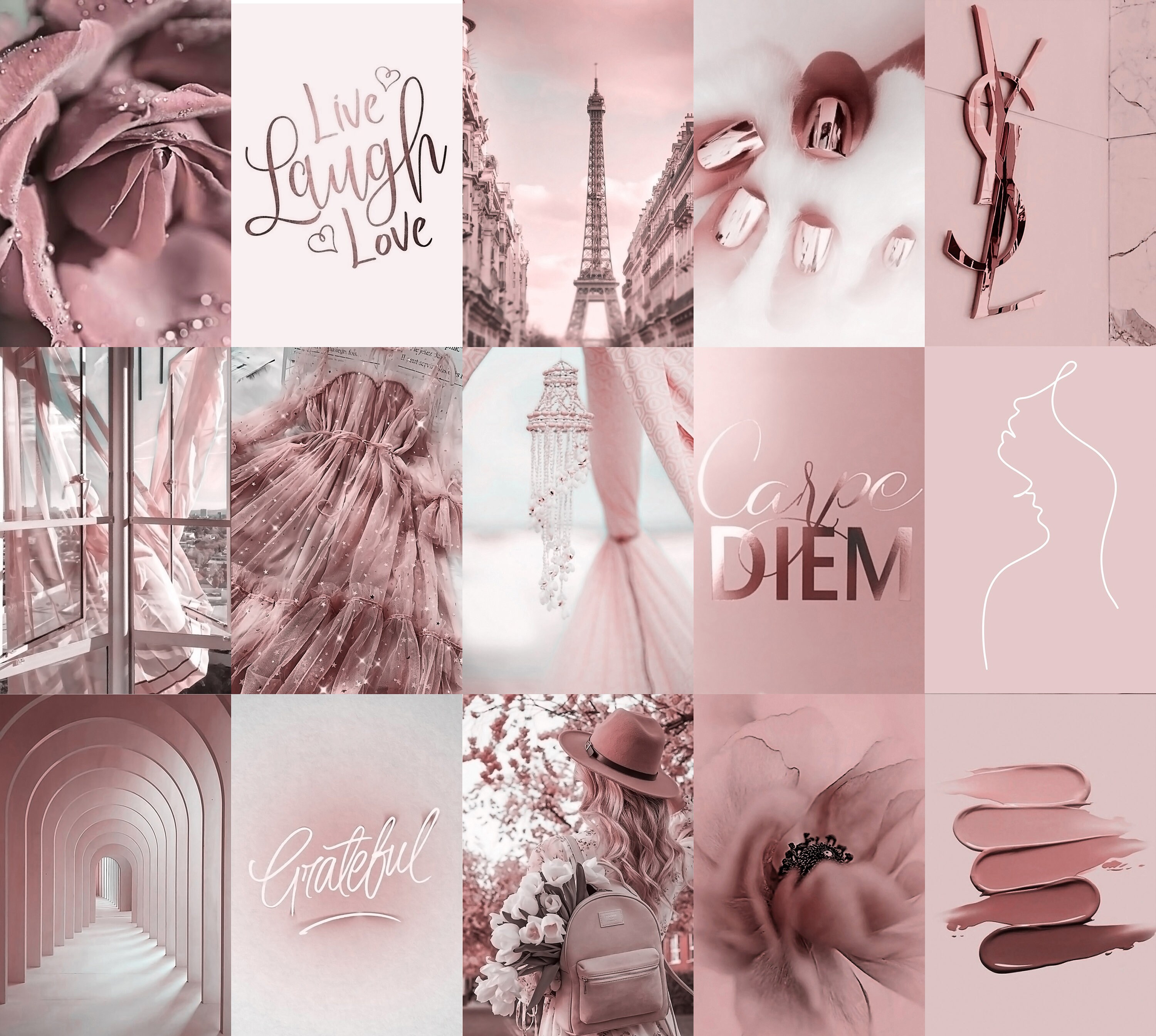 Rose Gold Collage Kit Aesthetic 1 Dusty Pink Soft Blush Etsy