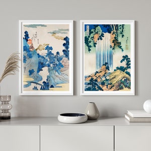Japanese Wall Art Set of 2 Prints, Japandi Home Decor, Vintage Printable Wall Art, Eclectic Wall Print Set, Japan Wall Art, Digital Download