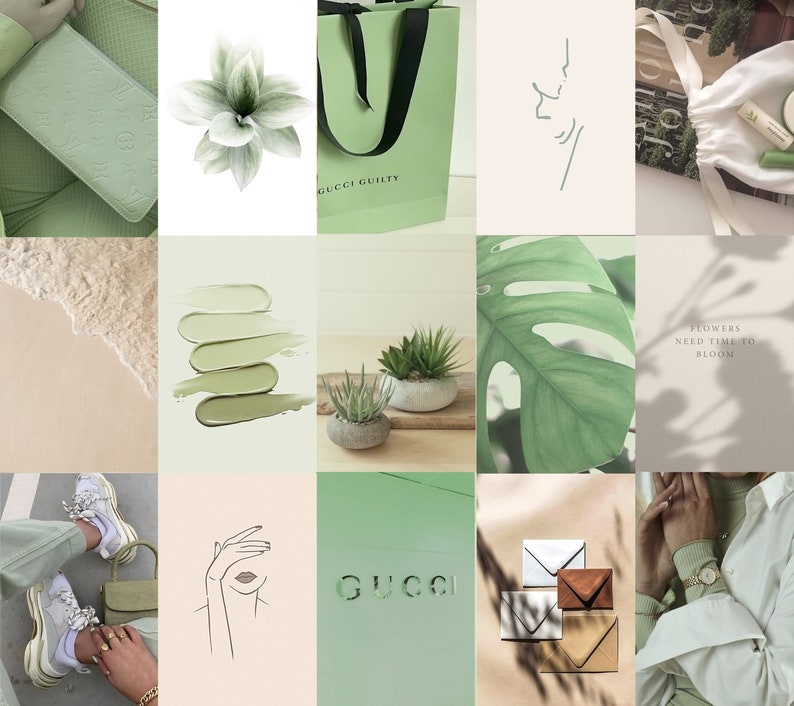 Boho Sage Green Wall Collage Kit 1 Aesthetic Botanical Soft - Etsy UK