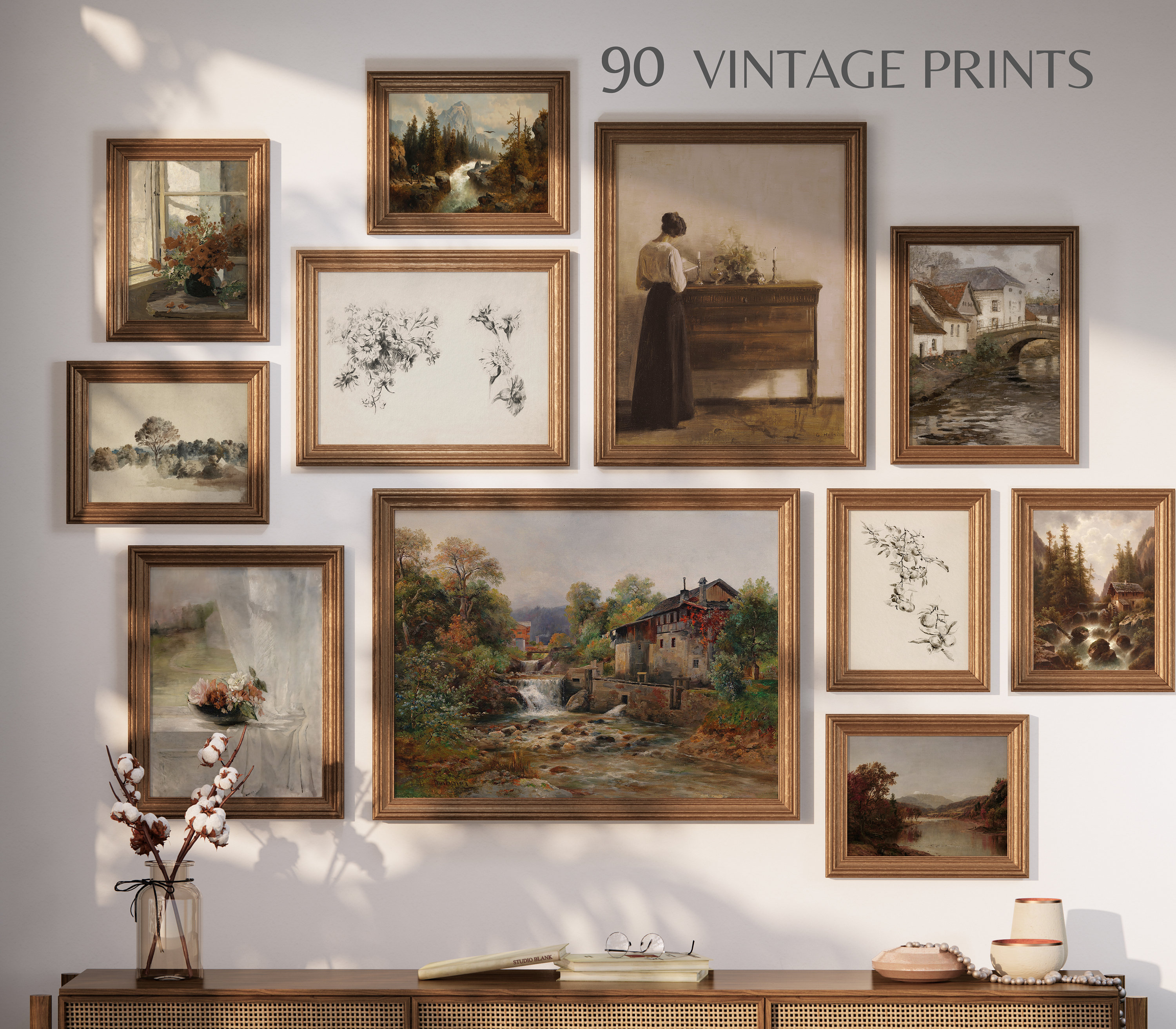 90 Vintage Country Art Prints: Rustic Cottage Gallery Wall (digital  Download) - Etsy, image size:3000x2625
