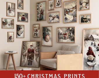 150+ Christmas Art Prints MEGA Bundle - Vintage Holiday Gallery Wall (Digital Prints)