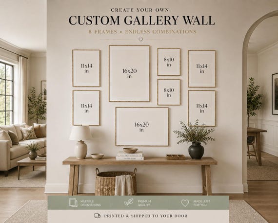 Custom Gallery Wall Set, Personalized Printed Wall Art, Build Your Own Gallery Wall, Custom Frame Layout, Printed & Shipped Decor
