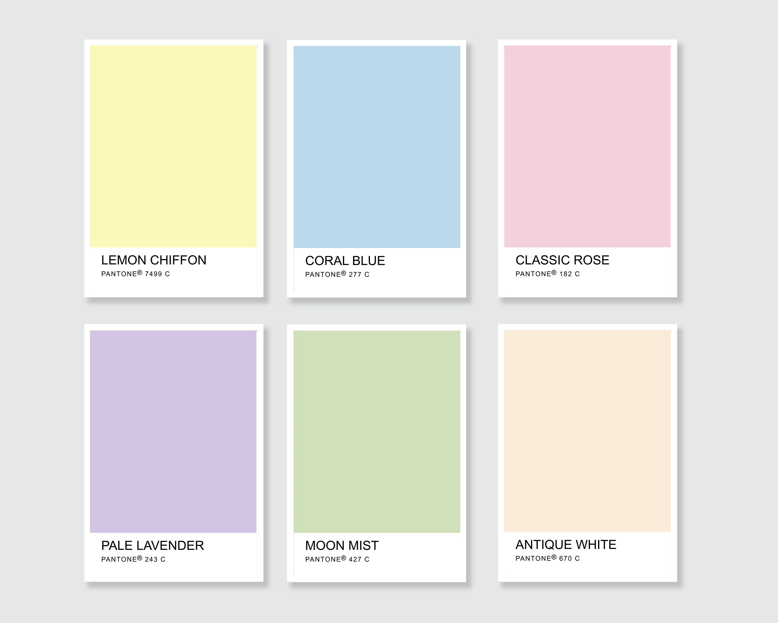 Danish Pastel Pantone Colors Set of 6 Prints Danish Pastel Etsy Hong Kong