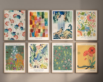 Eclectische galeriekunst aan de muur: vintage kleurrijke set (digitale download)