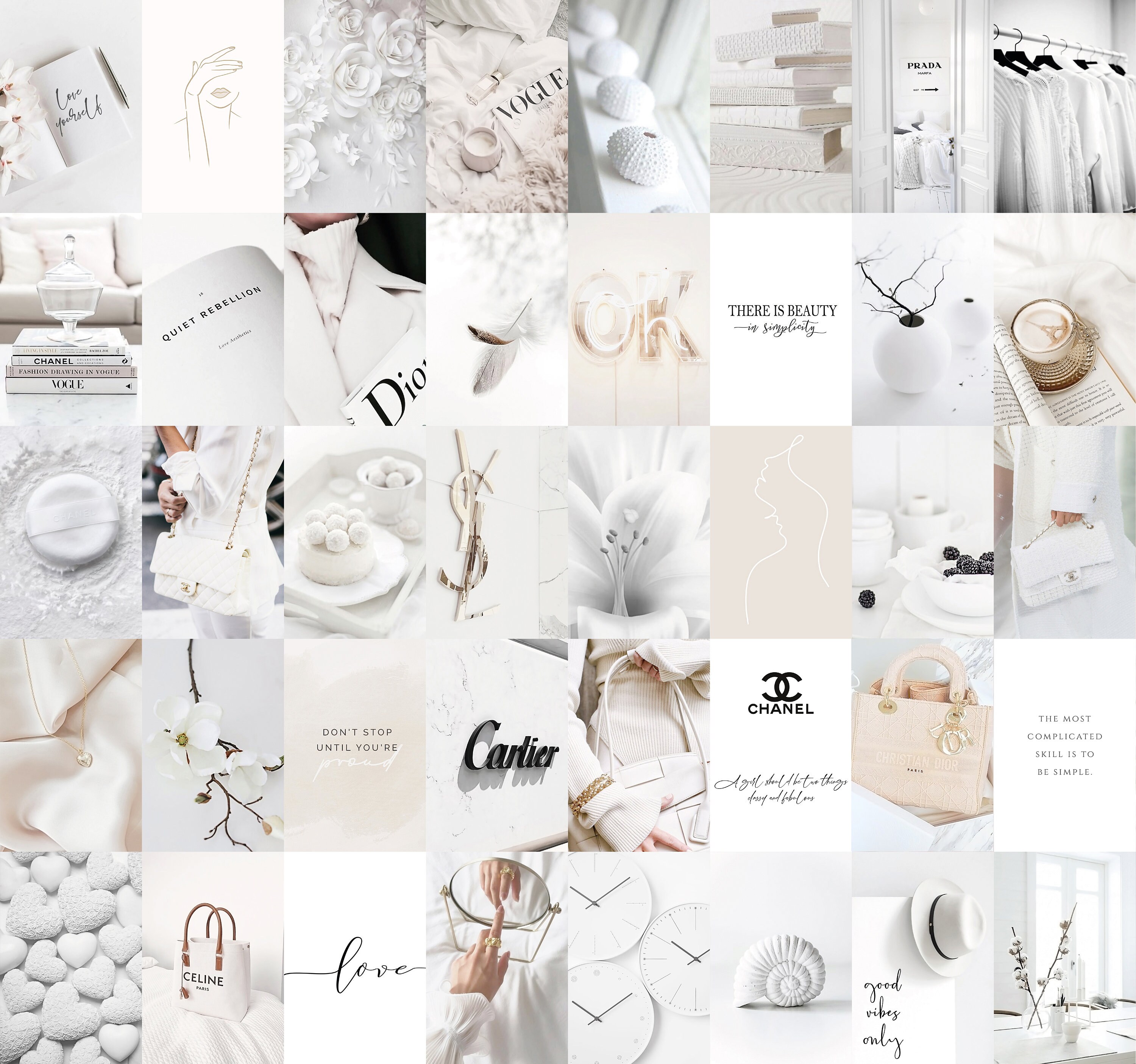 140pcs White Wall Collage Kit Aesthetic White Nude Boujee  Etsy Norway