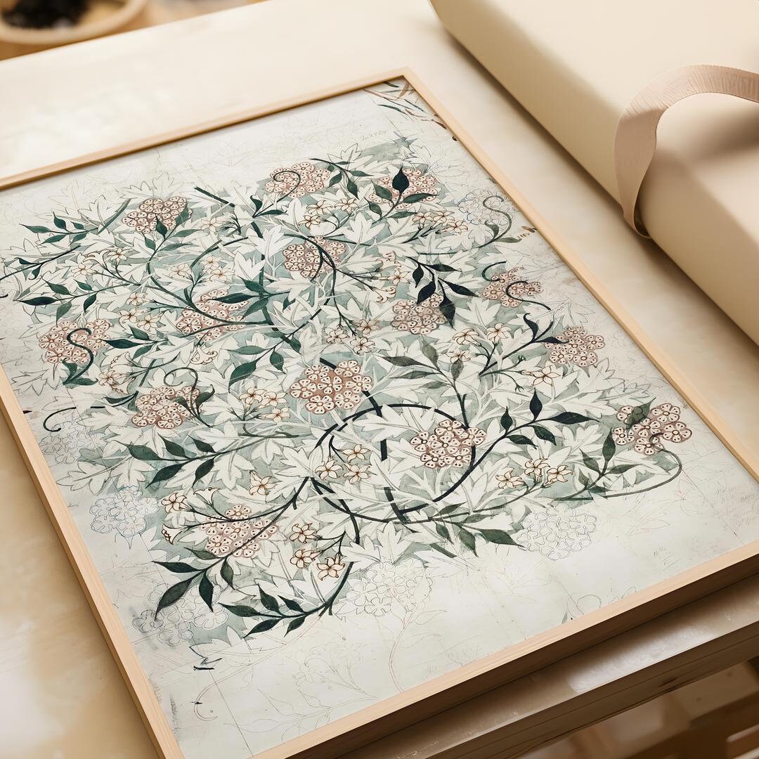 Vintage Floral Pattern Wall Art, Botanical Textile Design, Antique ...