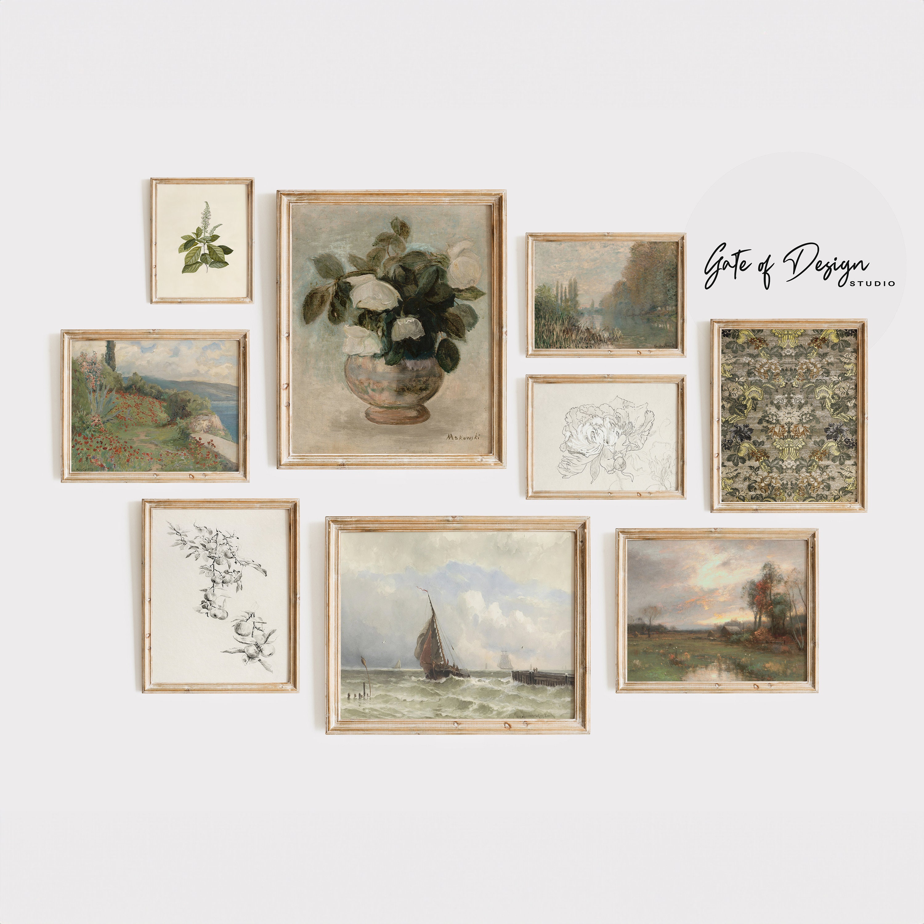 140 Vintage European Art Prints: Gallery Wall Set (digital