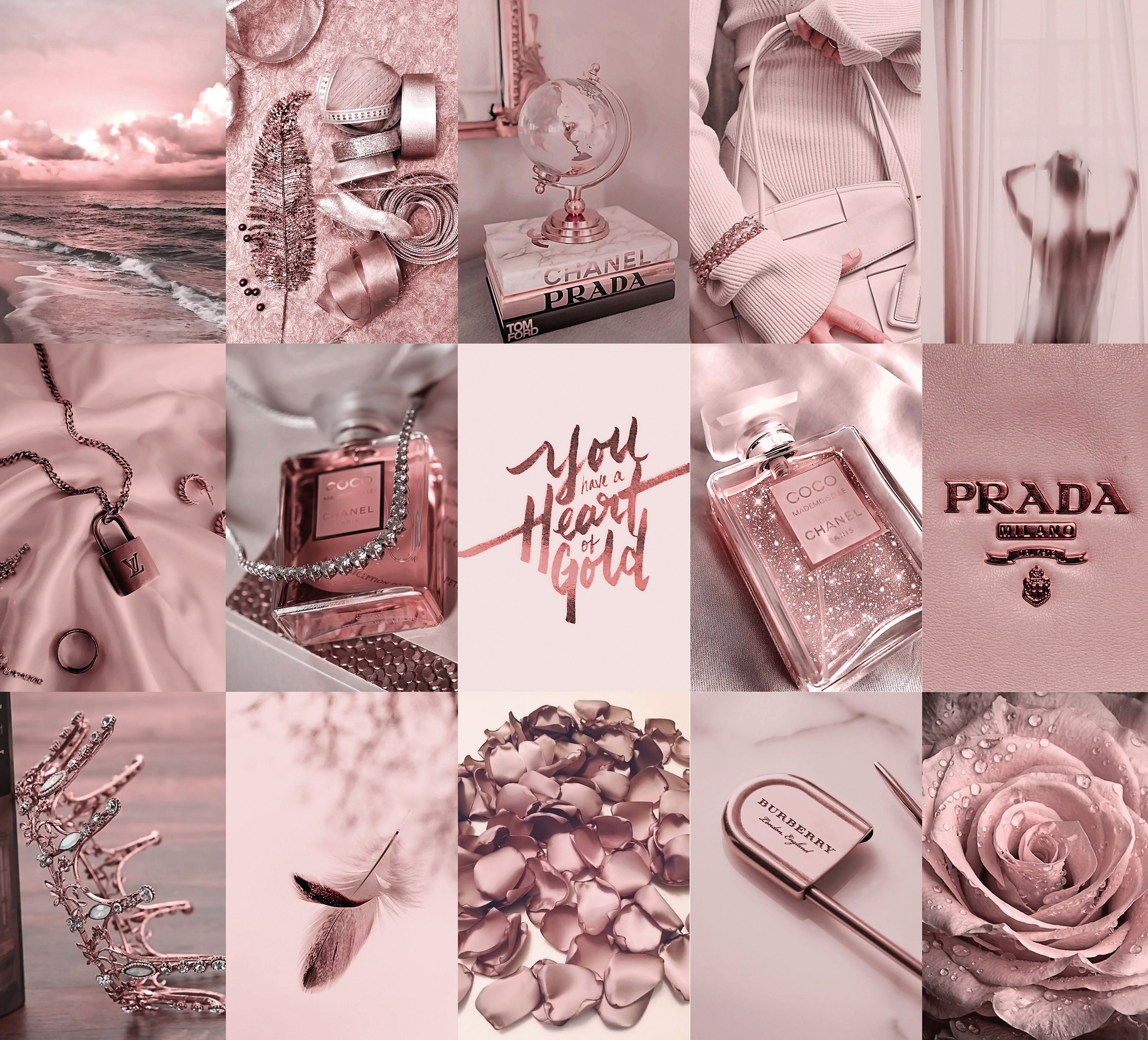 Rose Gold Pink Wall Collage Kit Aesthetic 1 Dusty Pink Blush Etsy UK