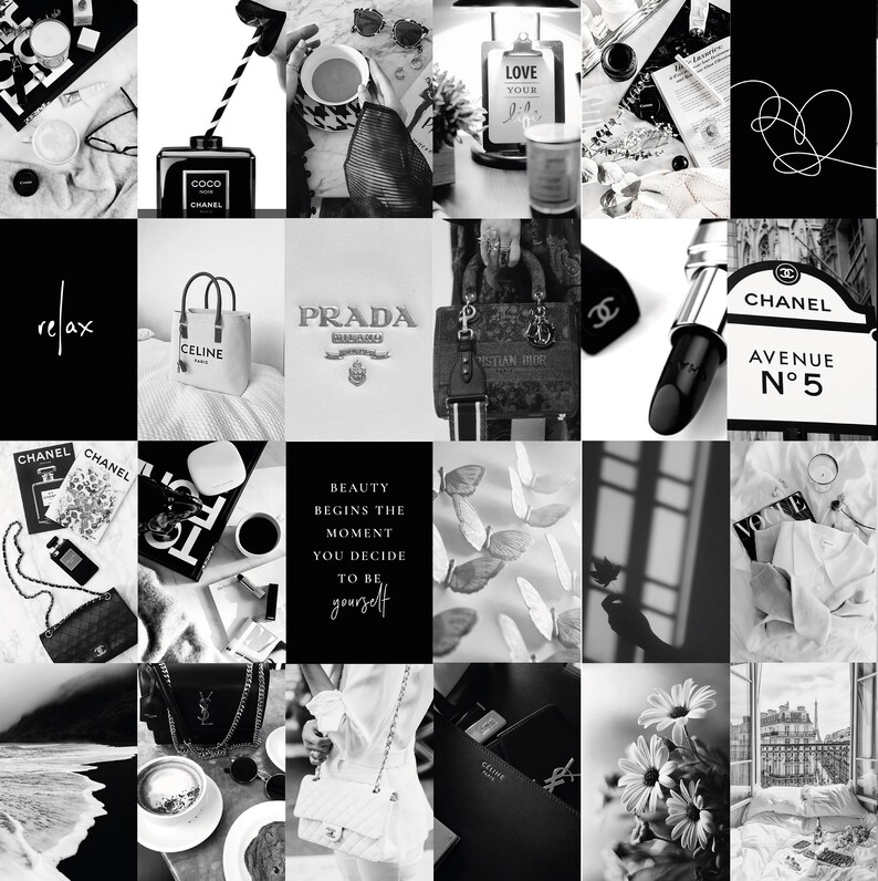 100pcs Boujee Black and White Photo Collage Kit Aesthetic Etsy Canada