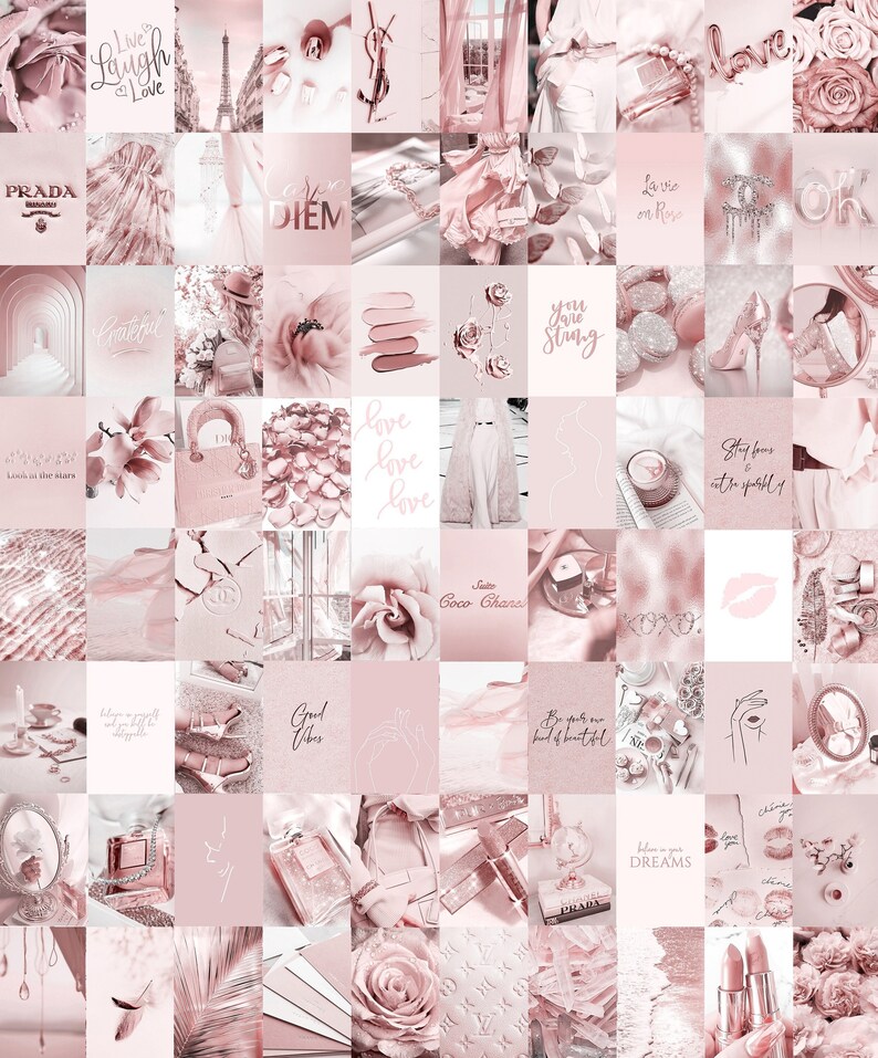 Blush Pink Wall Collage Kit Aesthetic 2 Dusty Pink Trendy Etsy Finland