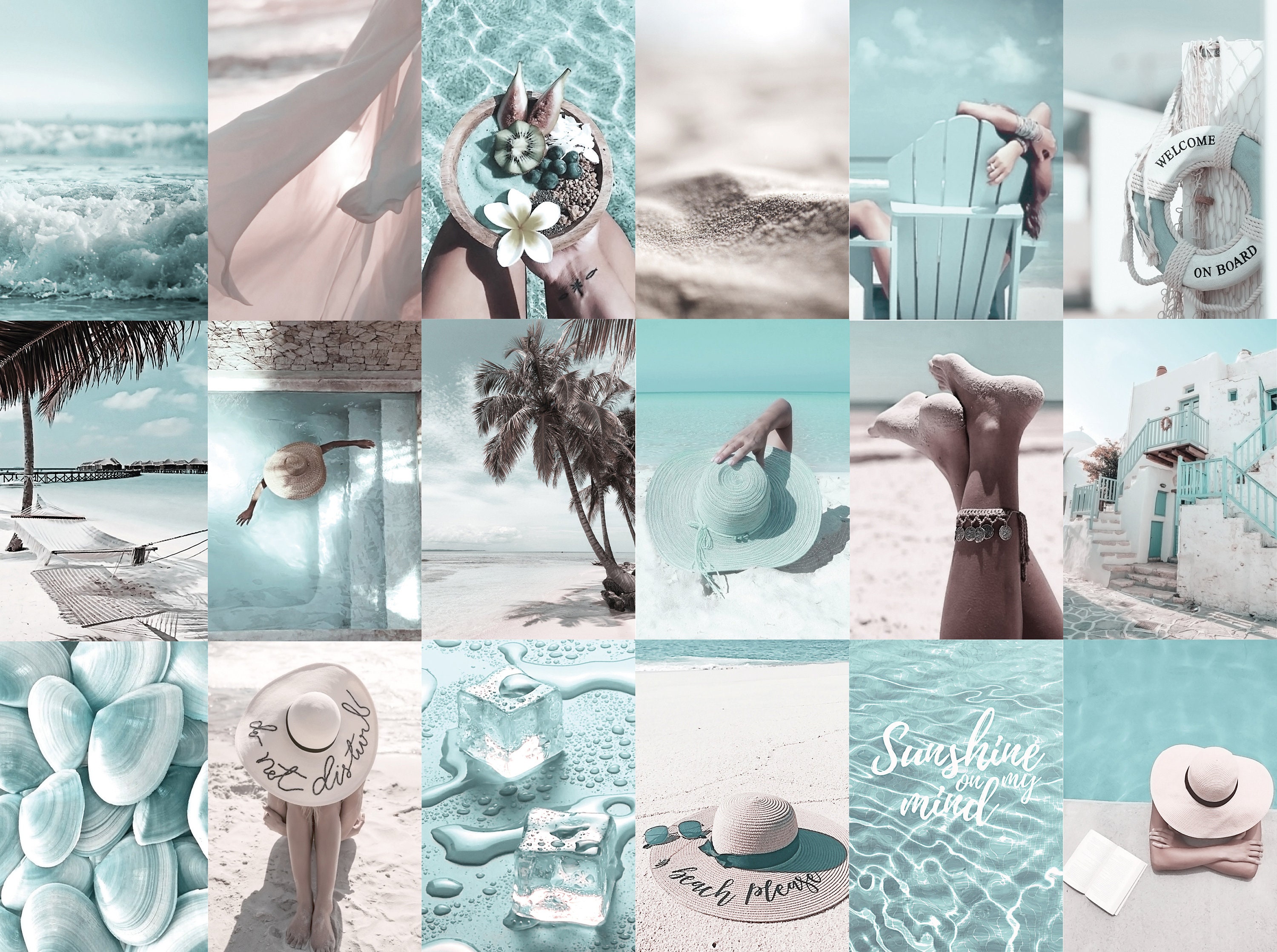 120pcs Beach Wall Collage Kit Aesthetic Blue Boho Summer Etsy