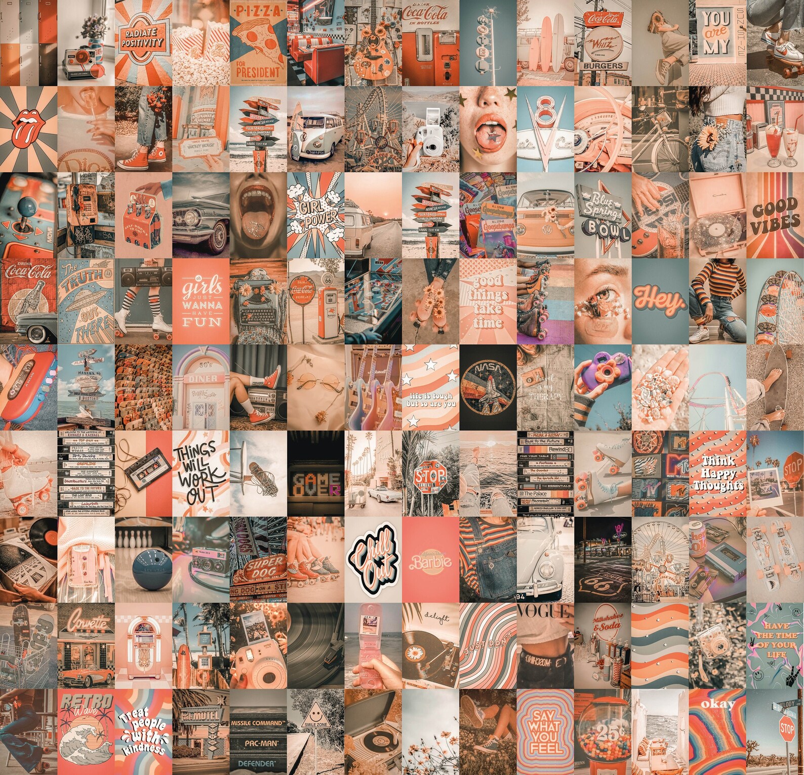 120pcs Retro Wall Collage Kit 2 Retro Photo Wall Collage Etsy