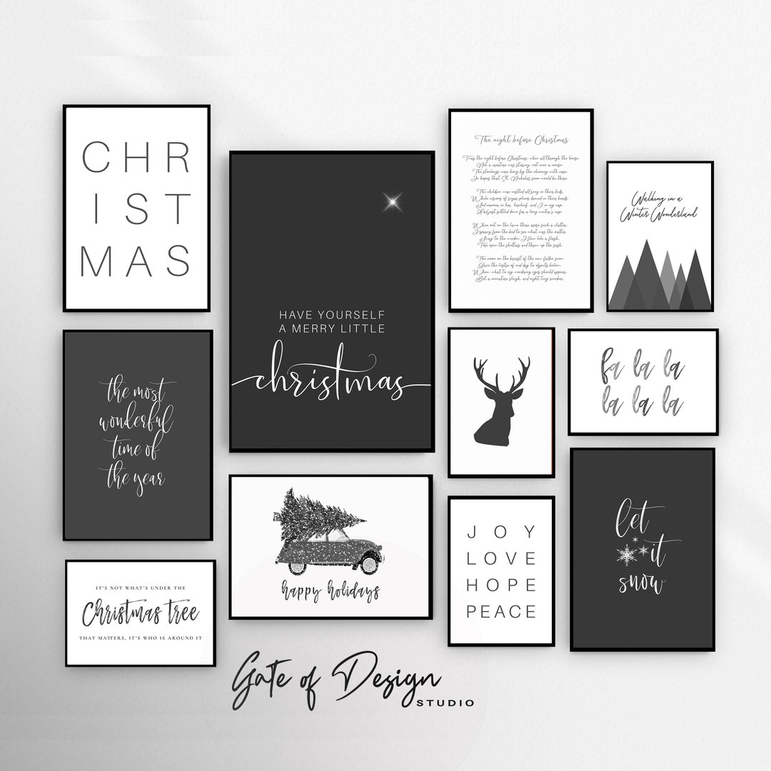 Dark Grey Christmas Prints Set of 11 Christmas Mega Bundle Printable ...