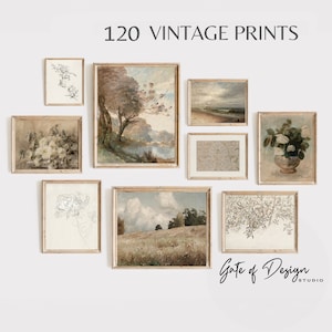 120 French Country Prints Set Wall Gallery Art Vintage Prints Rustic Decor Cozy Neutral Muted Prints Digital Download Farmhouse Trendy Print