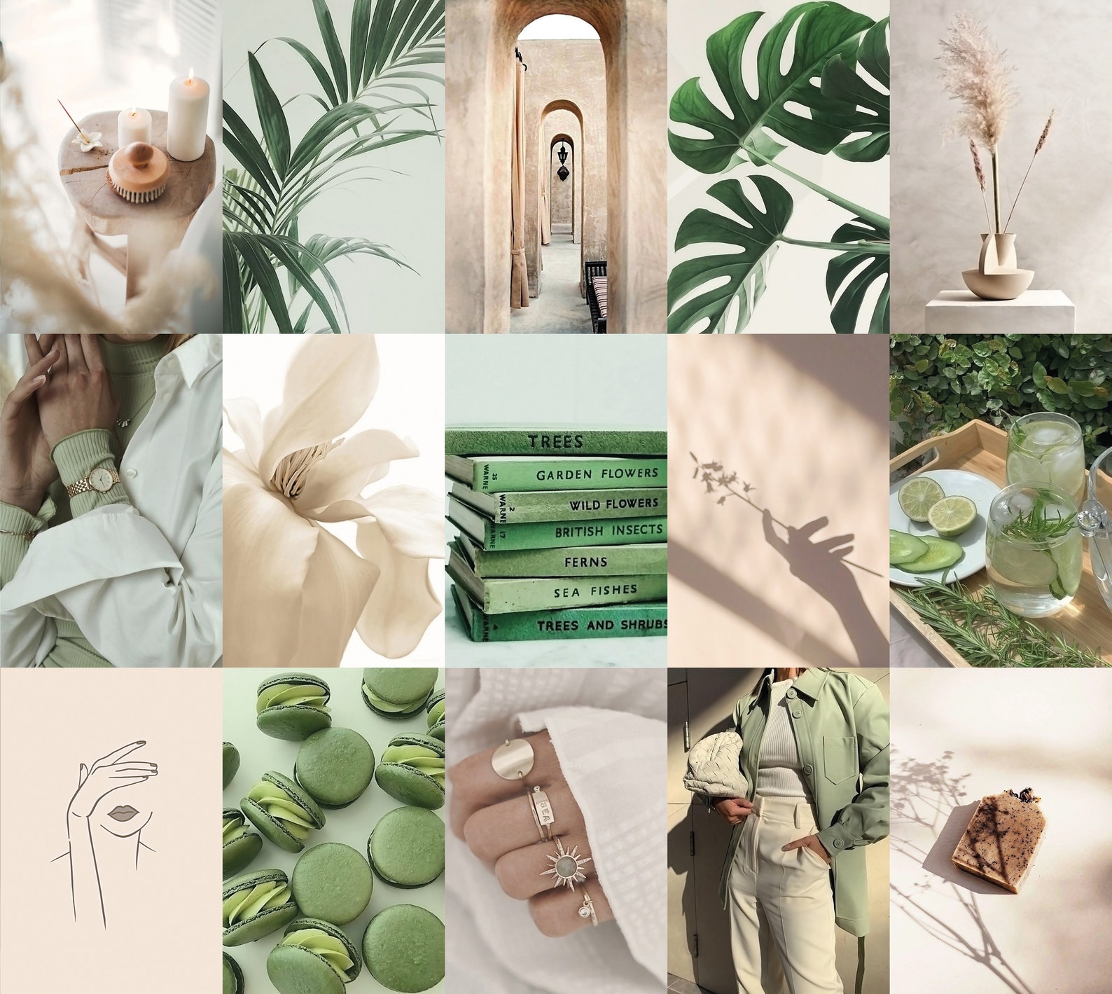 Boho Sage Green Wall Collage Kit 1 Aesthetic Botanical Soft - Etsy UK