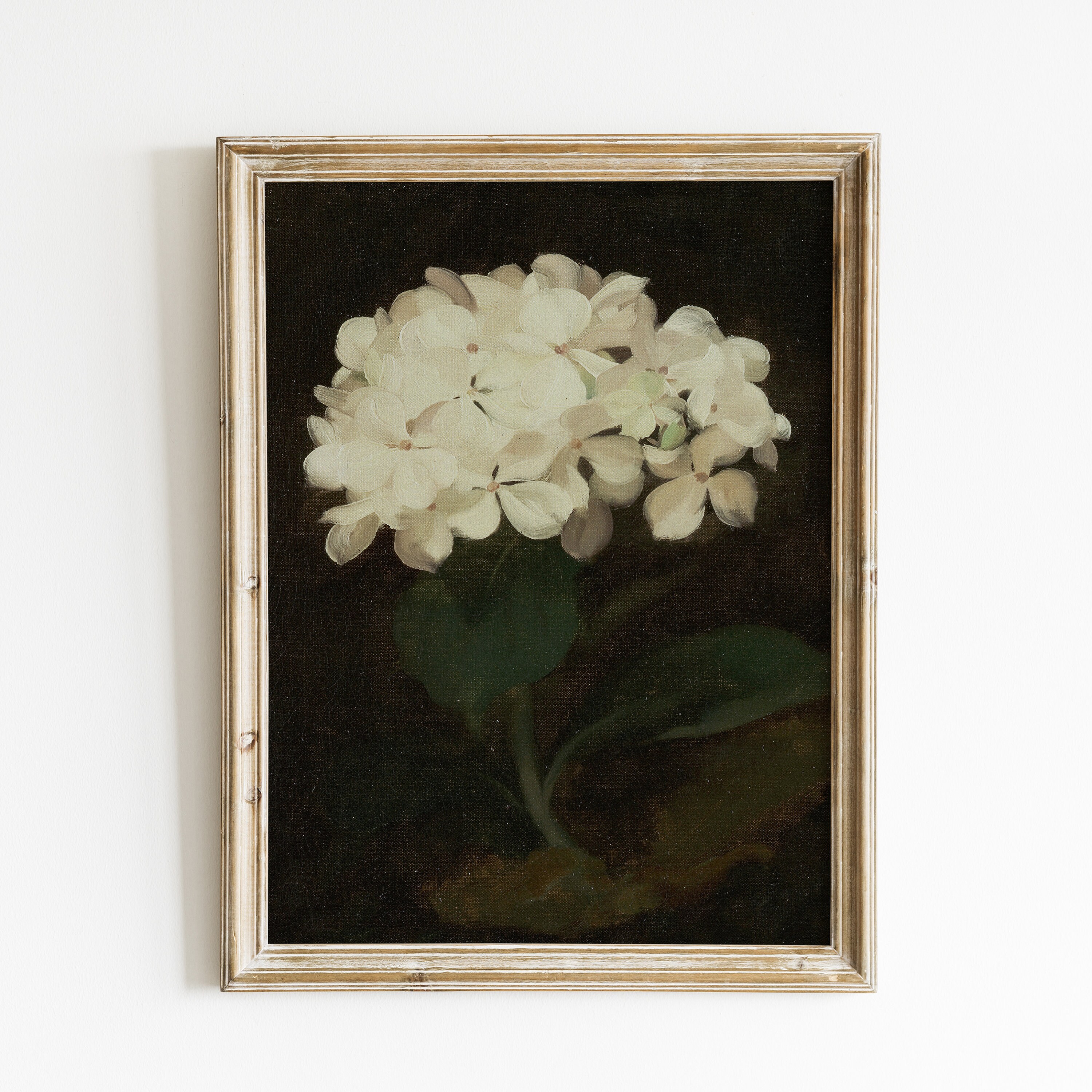 Moody Hydrangea Oil Painting: Dark Vintage Floral Art (digital Download ...