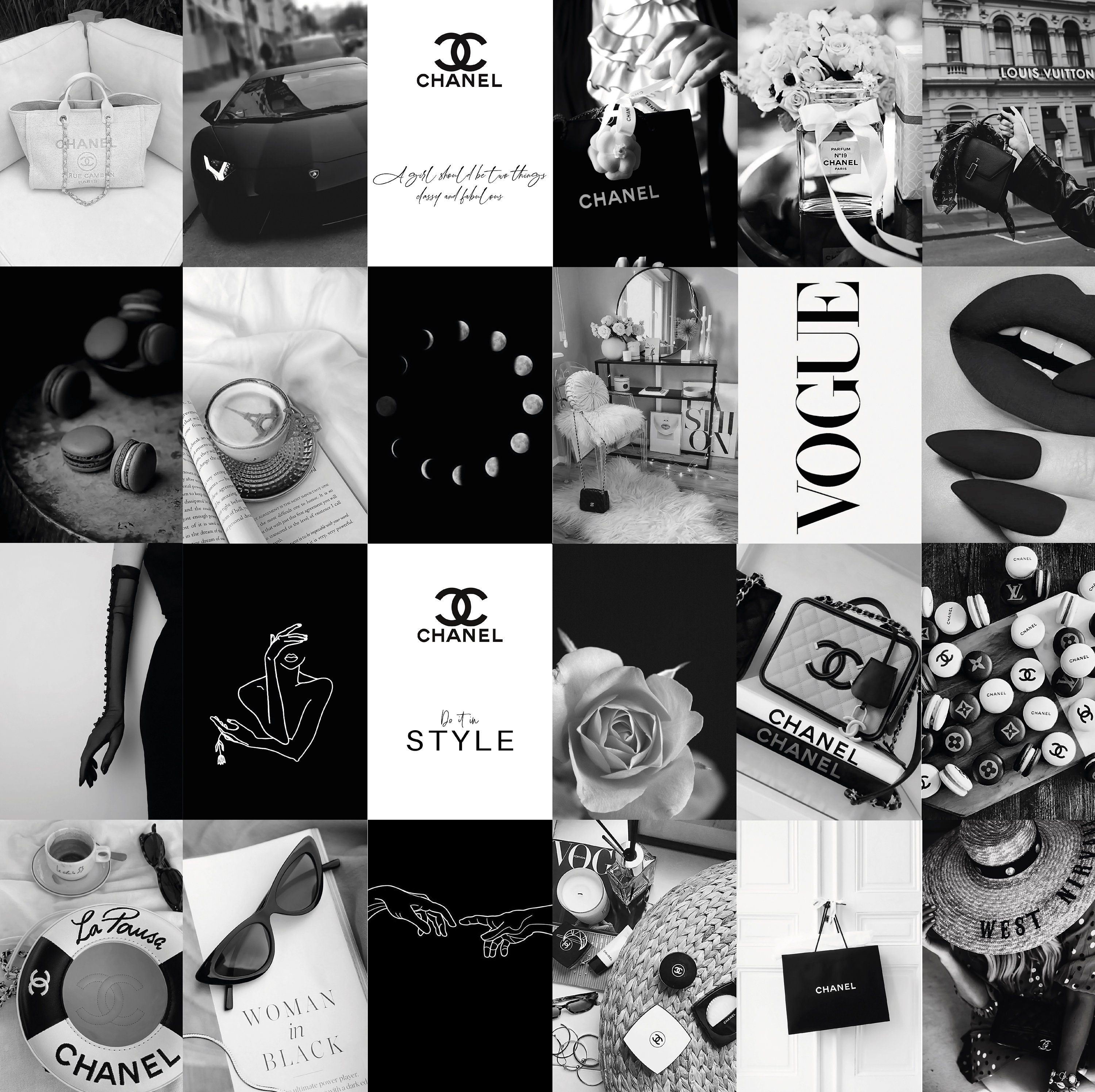 100pcs Boujee Black and White Photo Collage Kit Aesthetic | Etsy Australia