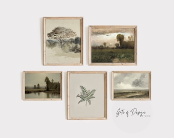 Vintage Rural Artwork Set, Vintage Landscape Printable Wall Art, Rustic Country Art Prints, Landscape Paintings, Antique Nature Wall Prints