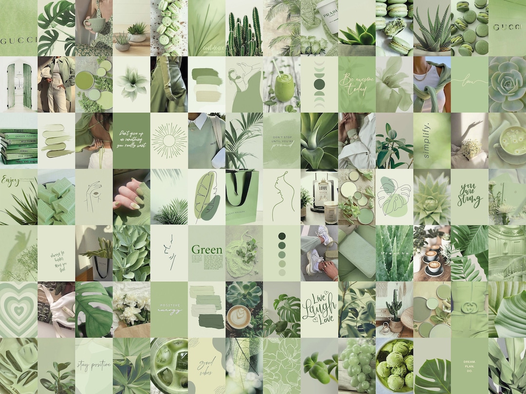 100pcs Sage Green Wall Collage Kit 2 Boho Aesthetic Soft - Etsy UK