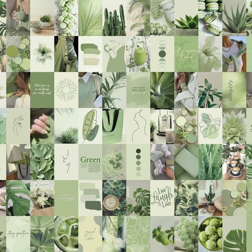 Photo Wall Collage Kit Mint Sage Green Aesthetic set of 78 - Etsy