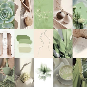Boho Sage Green Wall Collage Kit 1 Aesthetic Botanical Soft - Etsy ...